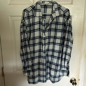 Blue and White Plaid Button Down